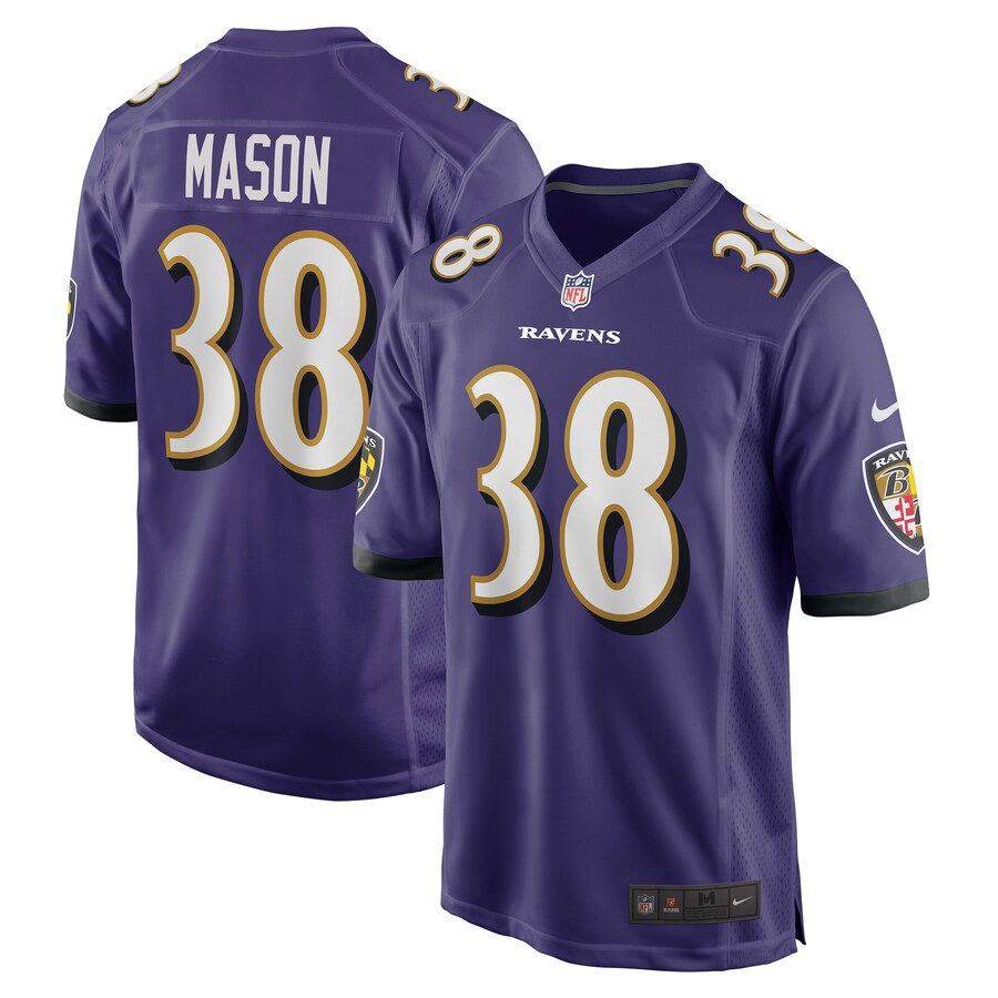 Men Baltimore Ravens 38 Ben Mason Nike Purple Game NFL Jersey